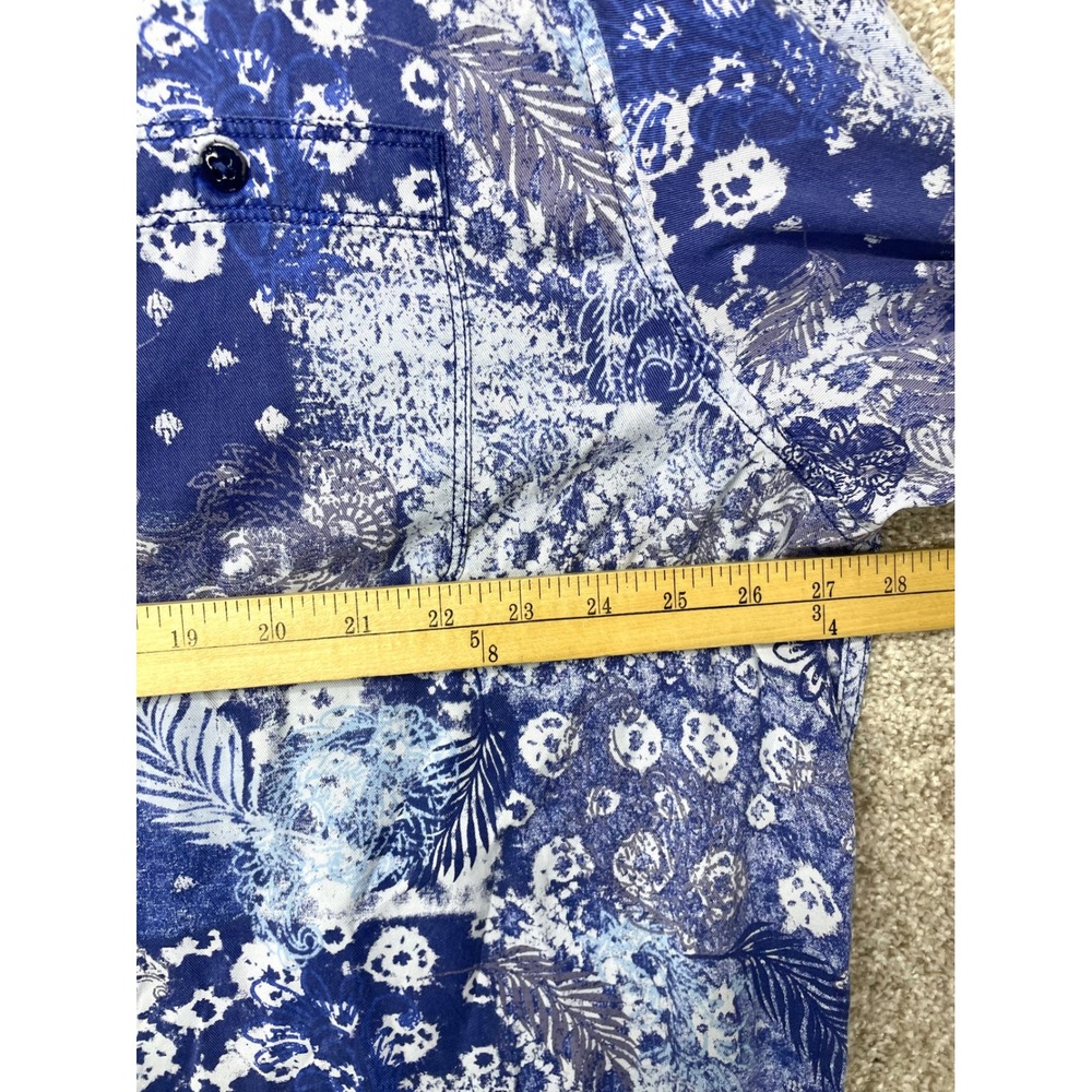 Tommy Bahama Tortola Hawaiian Button Down Shirt Mens XXL Batik Blue Long Sleeve - Picture 5 of 9